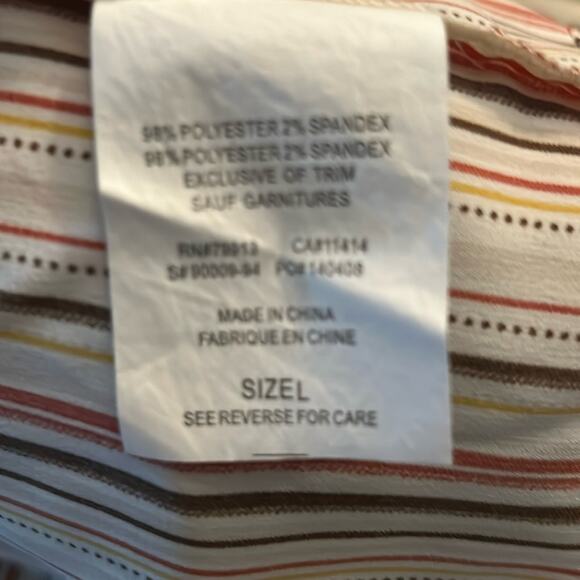 Motherhood Maternity Striped Button Up Tie Belt Elastic Waist Top L Multicolor - Picture 11 of 11